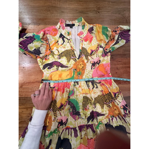 J Crew Animal Print Mini Dress XS Cotton Tiered Boho - Picture 12 of 13